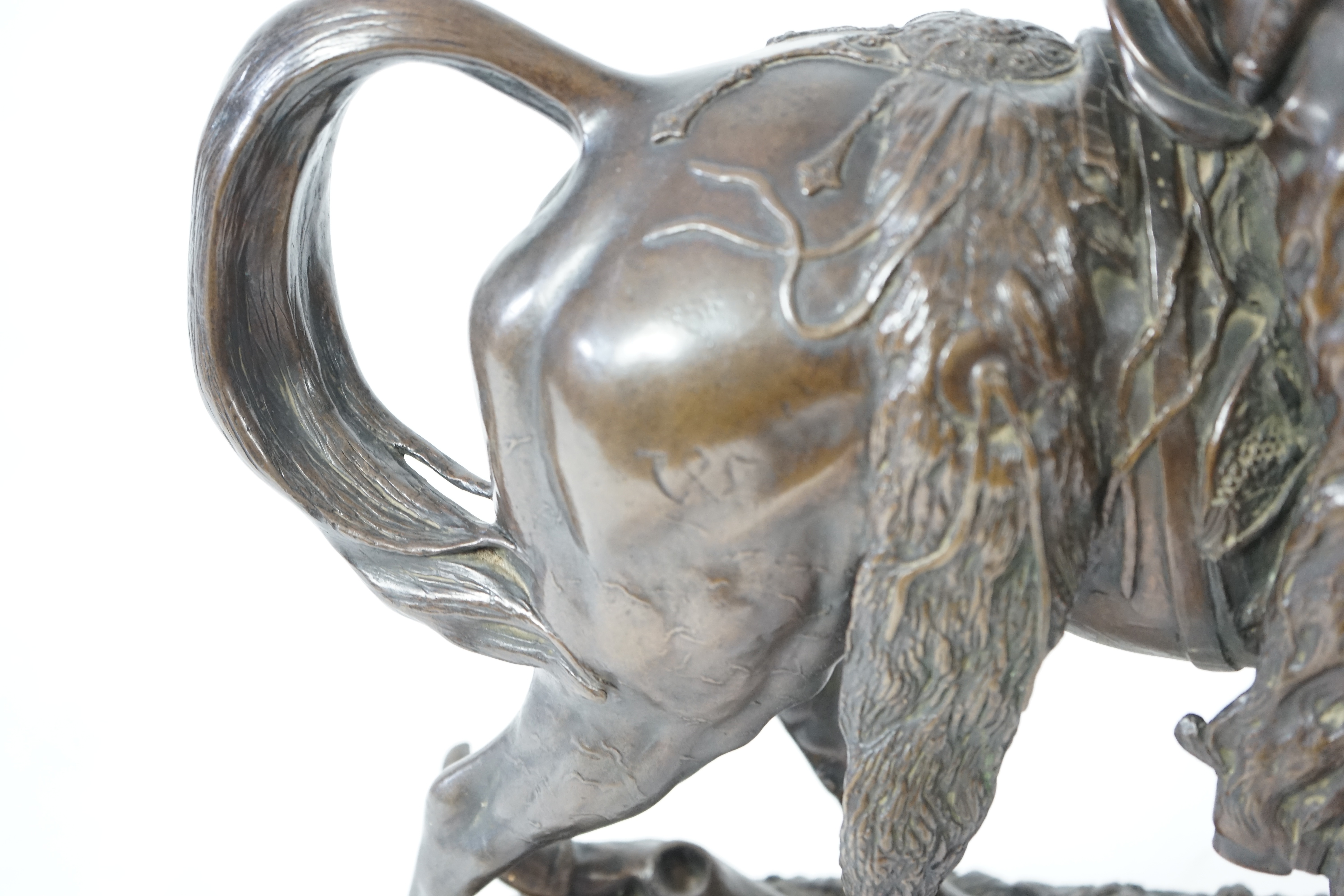 Walter Winans (St. Petersburg, 1852-Parsloe Park, Essex, 1920), a cast bronze of the artist, as a cowboy, riding the Arab stallion Skowronek, 50cm wide, 66cm high, overall 79.5cm high